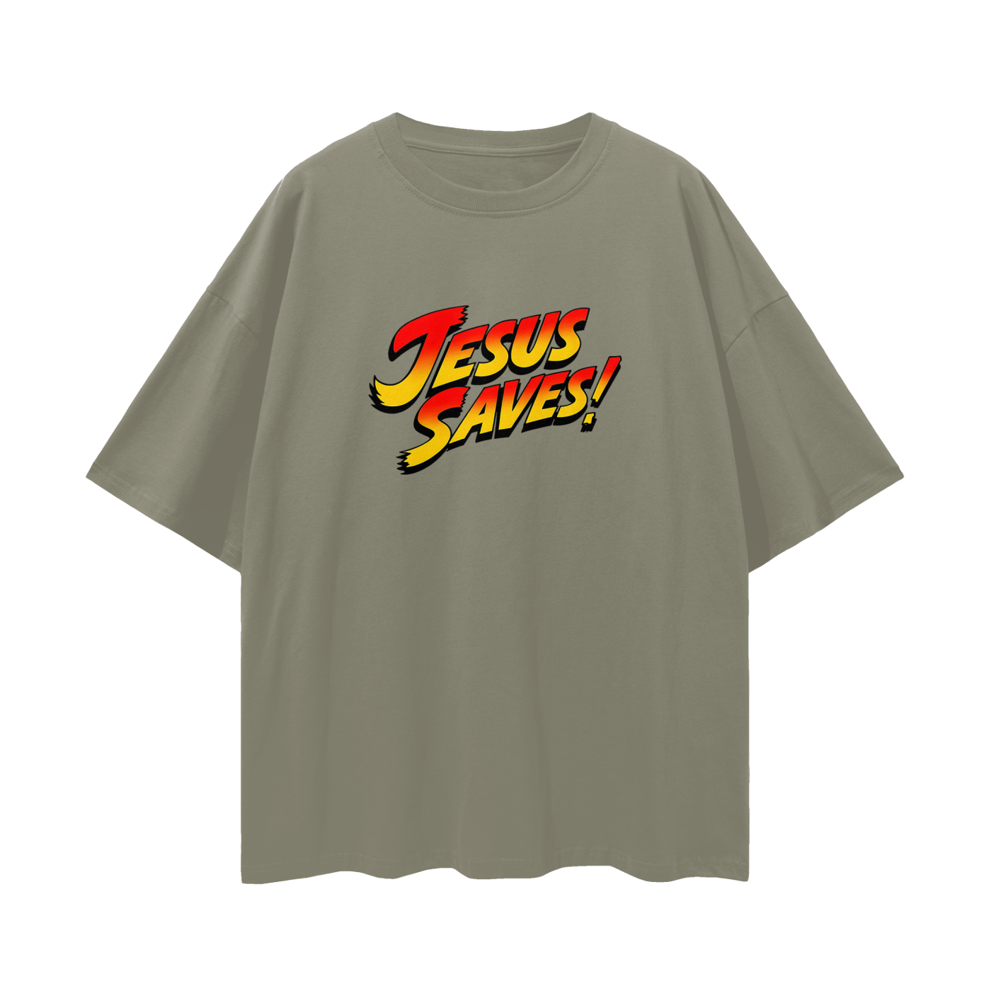Religious Jesus Saves Street Fighter Like Graphic Oversized T Shirt