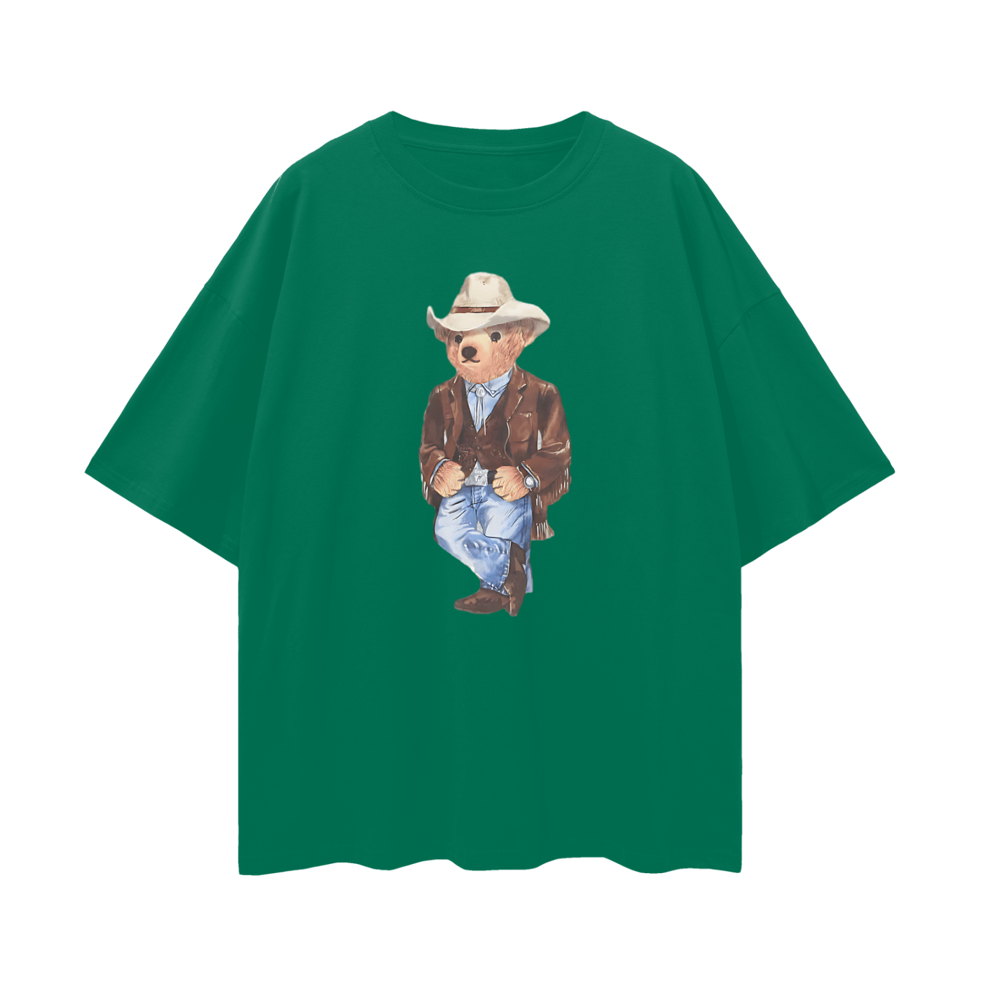 Vintage Like Polo Bear Cowboy Graphic Oversized T Shirt