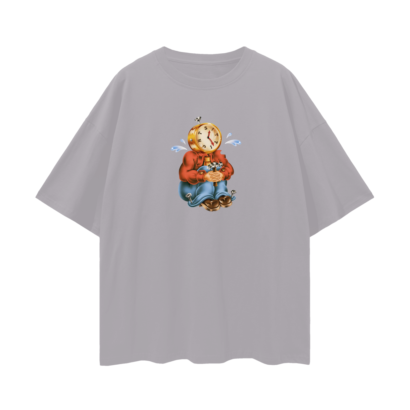 Sitting Clock Man Like 90s Y2K Vintage Like Graphic Oversized T Shirt
