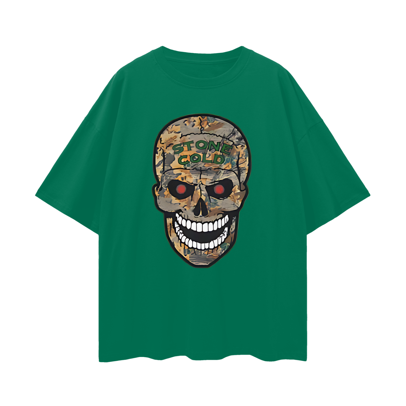 Vintage Like Camo Skull Cold Stone Steve Austin Oversized T Shirt