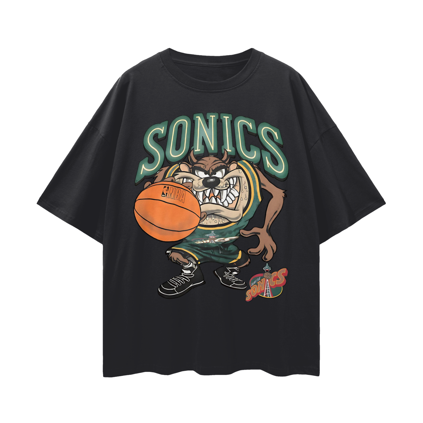 Seattle Sonics Taz The Tasmania Devil 90s Vintage Like Graphic Oversized T Shirt