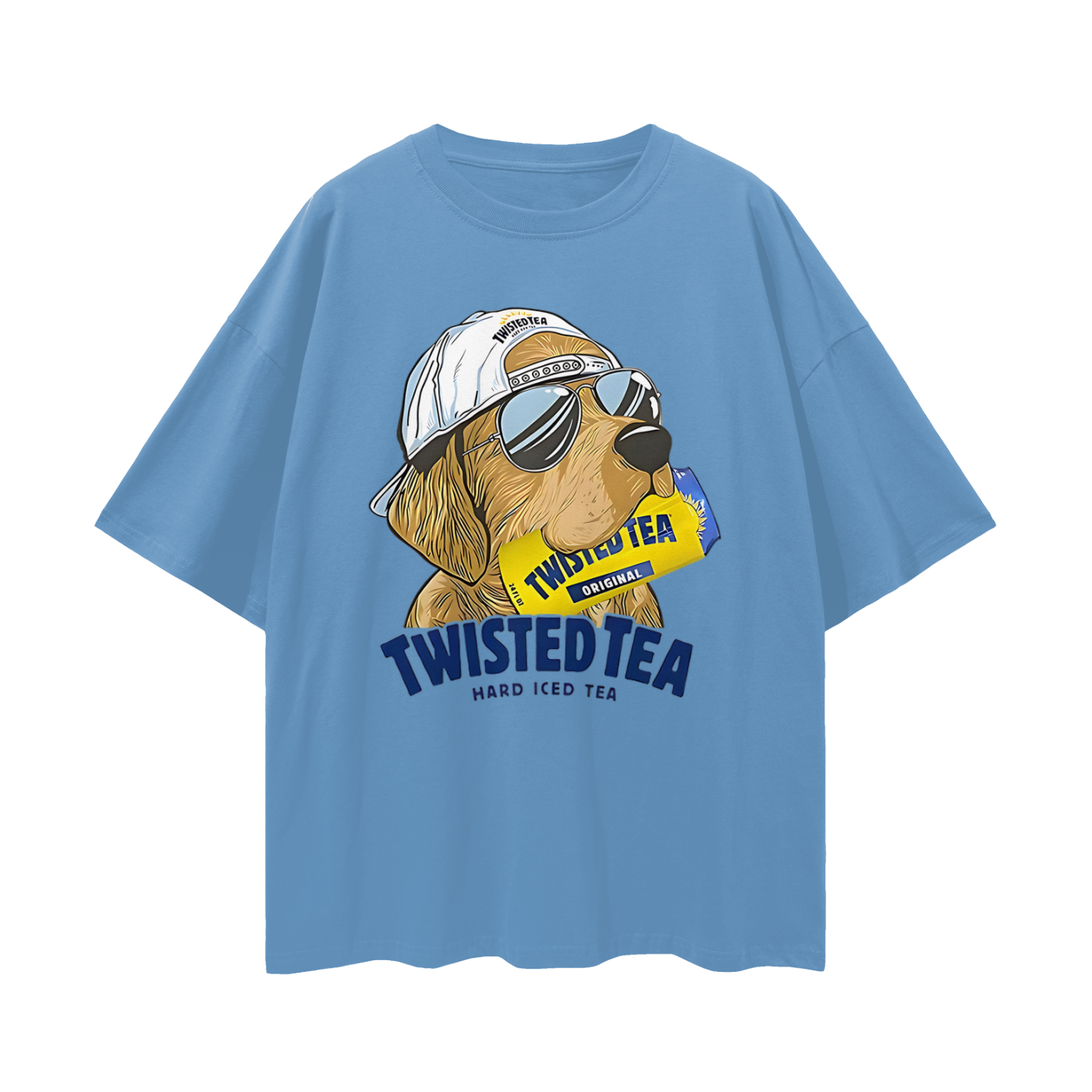 Golden Retriever Funny Twisted Teas Drink Graphic Oversized T Shirt
