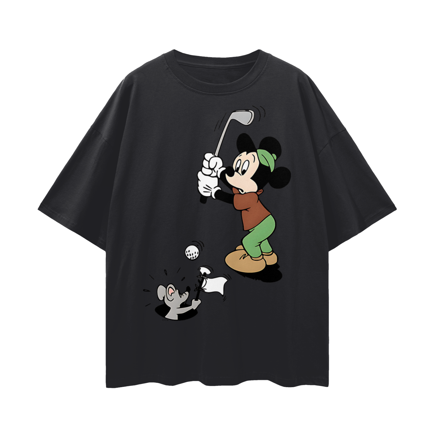 Mickey Mouse Golfing Vintage Like Graphic Oversized T Shirt
