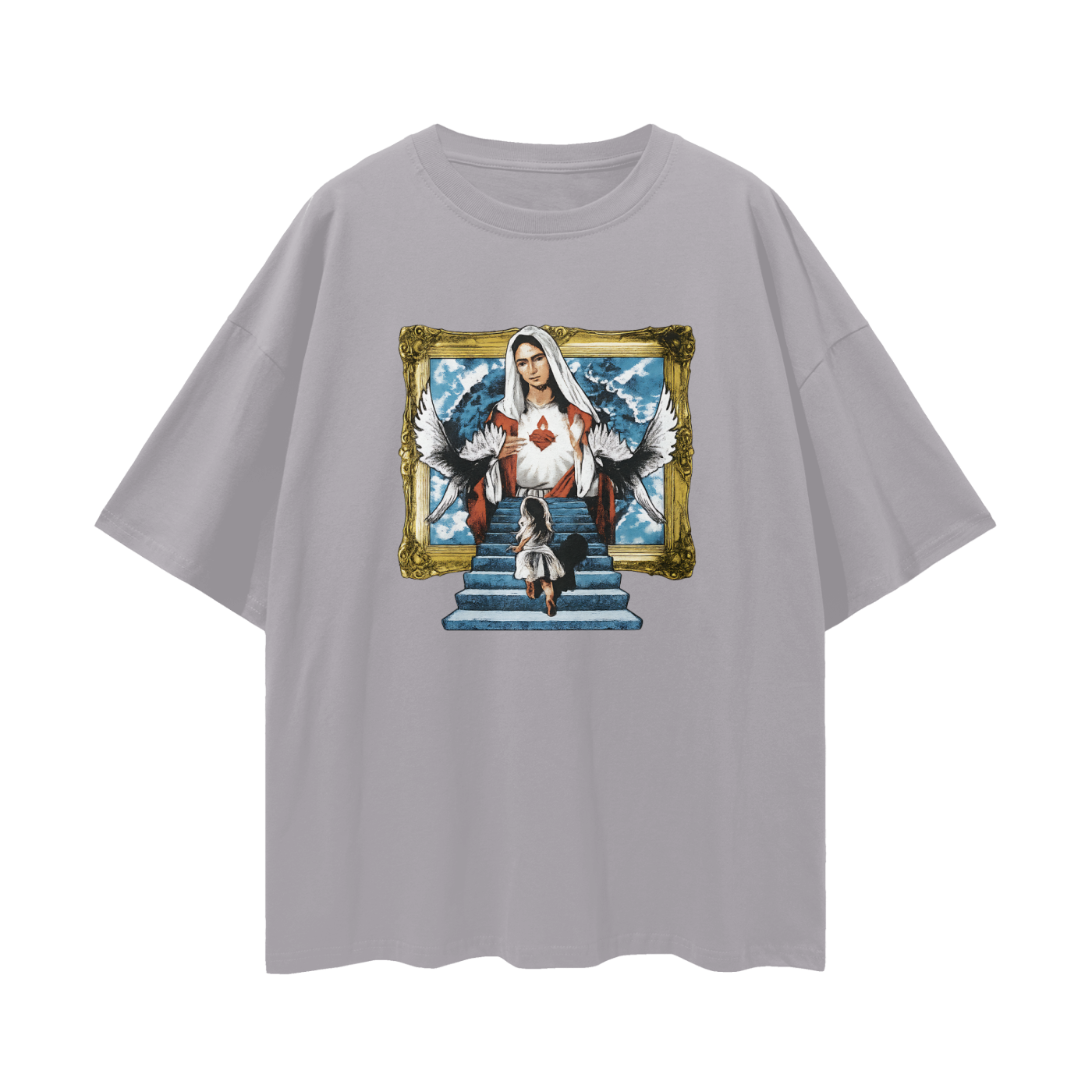 Religious Jesus Stairway To Heaven Graphic Oversized T Shirt