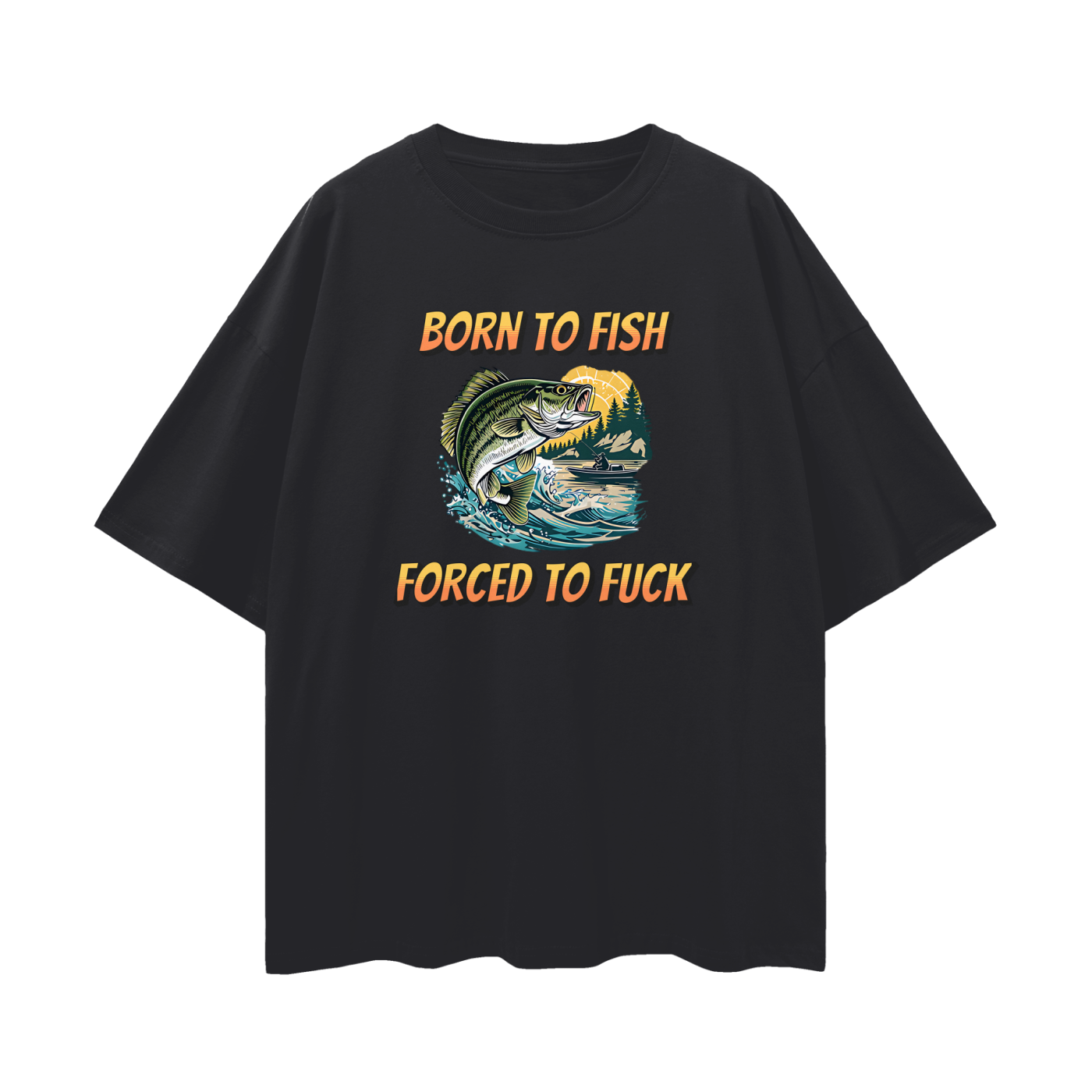 Funny Fishing "Forced To Fish" Oversized T Shirt