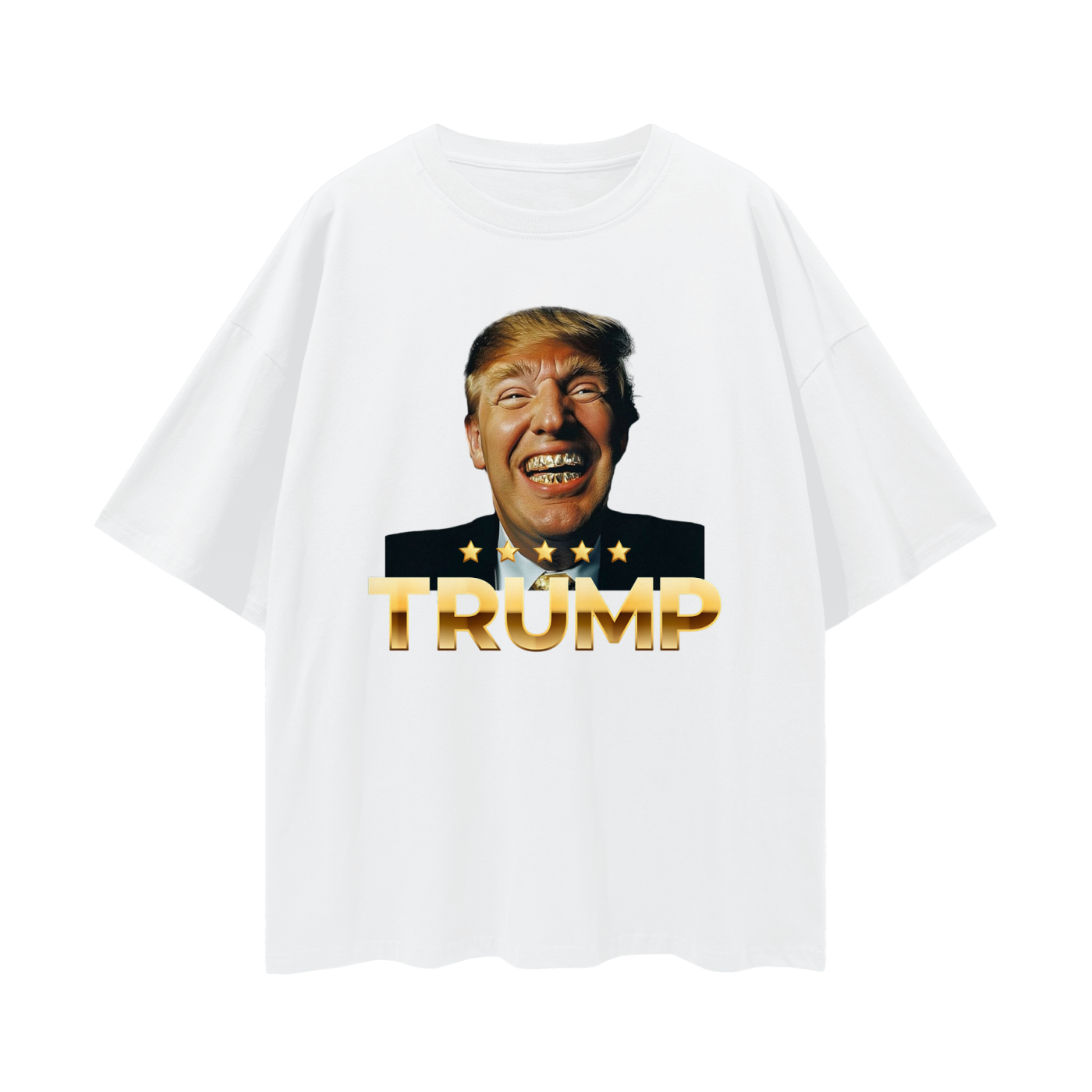 Funny Donald Trump With Gold Grillz Graphic Oversized T Shirt