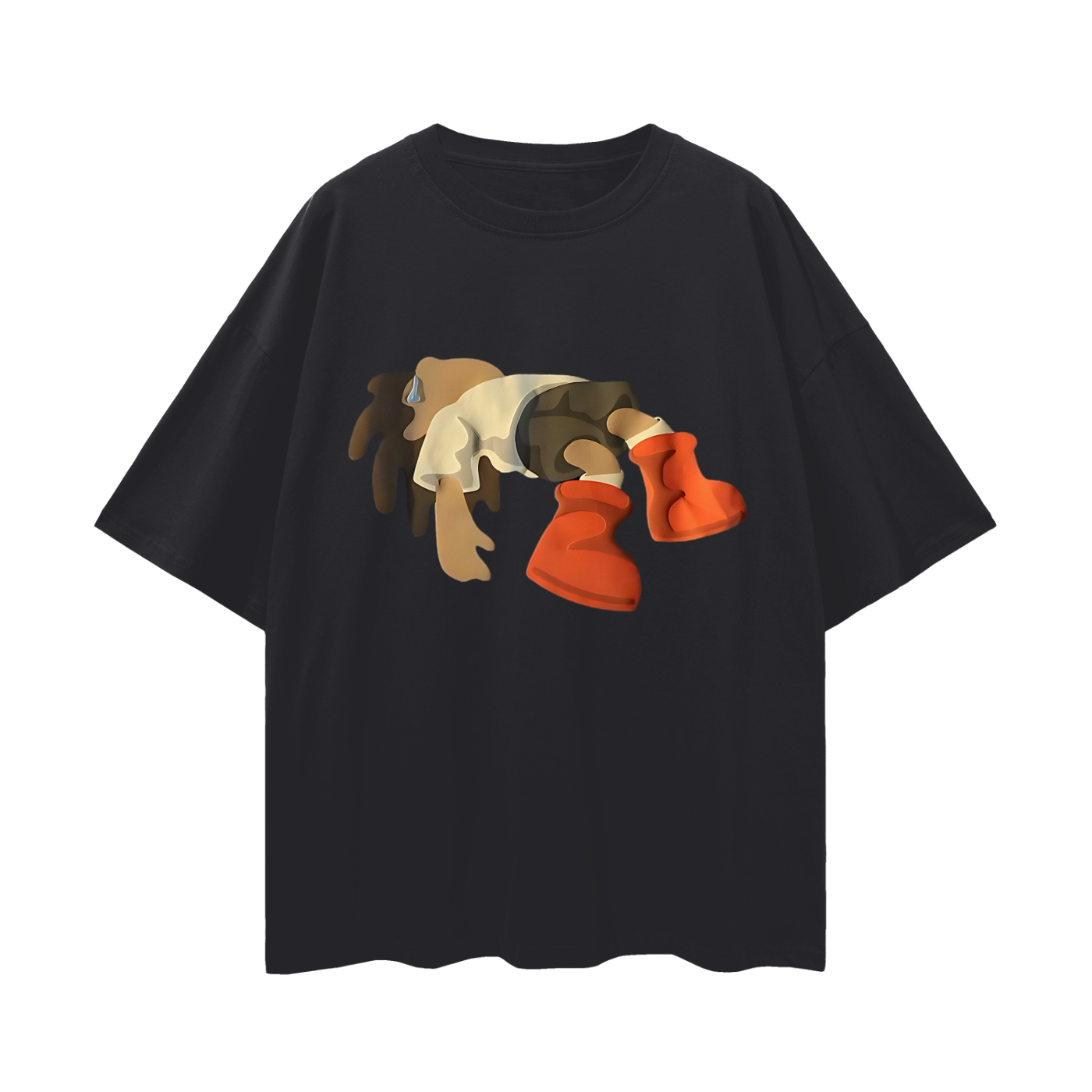 Vintage Like Falling Man Graphic Oversized T Shirt