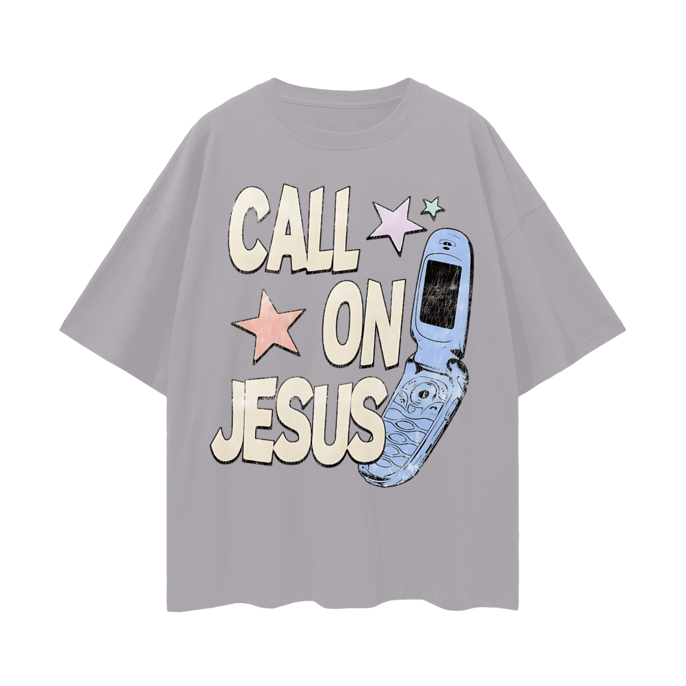 Religious Call On Jesus Graphic Oversized T Shirt