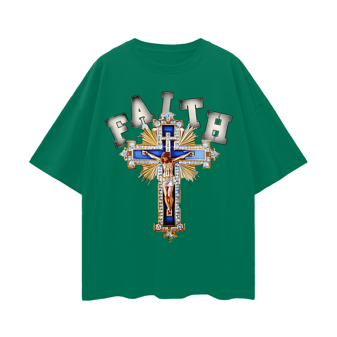Religious Jesus Faith Cross Y2K Vintage Like Graphic Oversized T Shirt