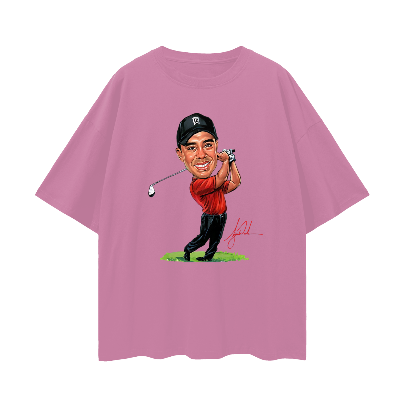 Vintage Like Tiger Wood Cartoon Graphic Oversized T Shirt
