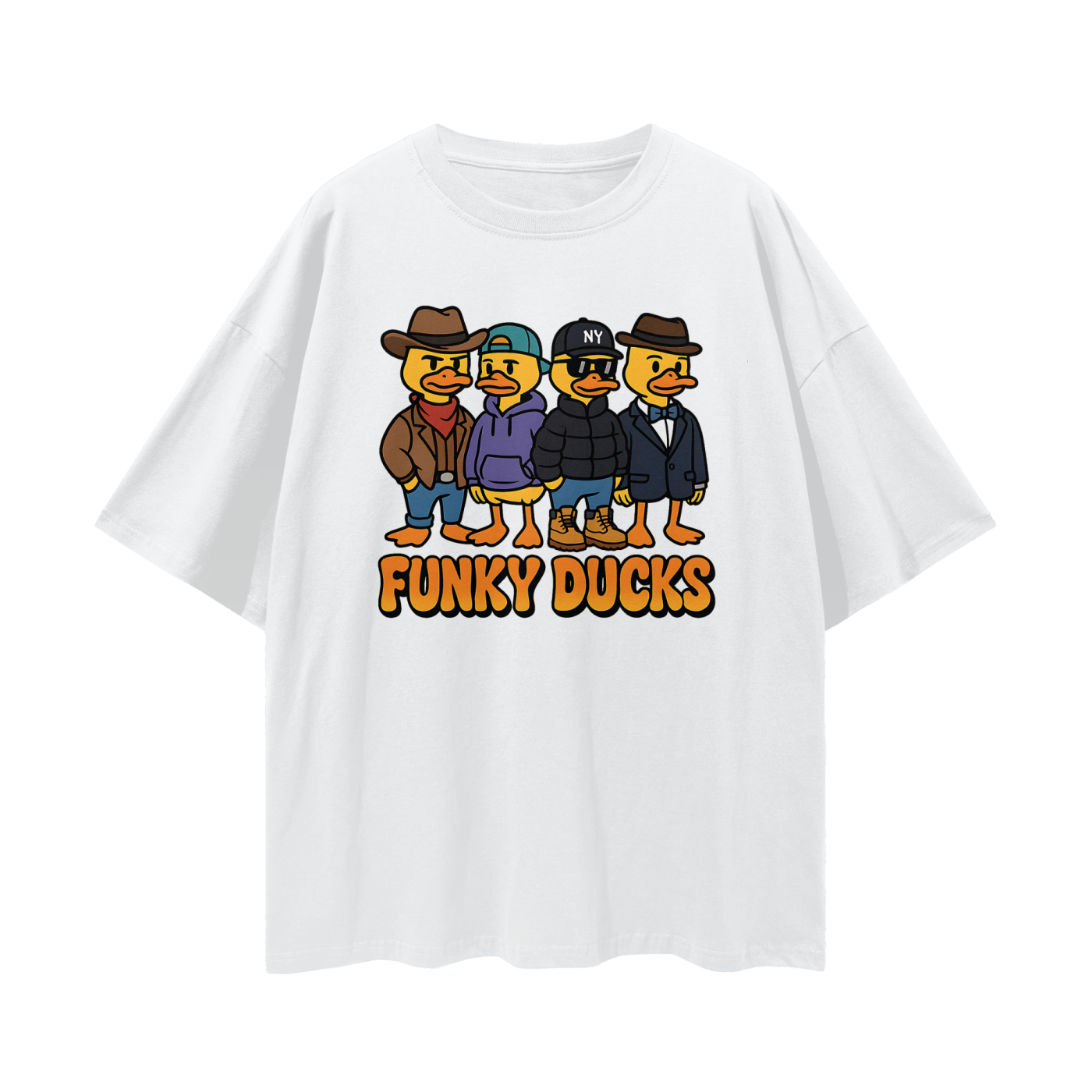 Vintage/Y2K Funny Funky Ducks Graphic Oversized T Shirt