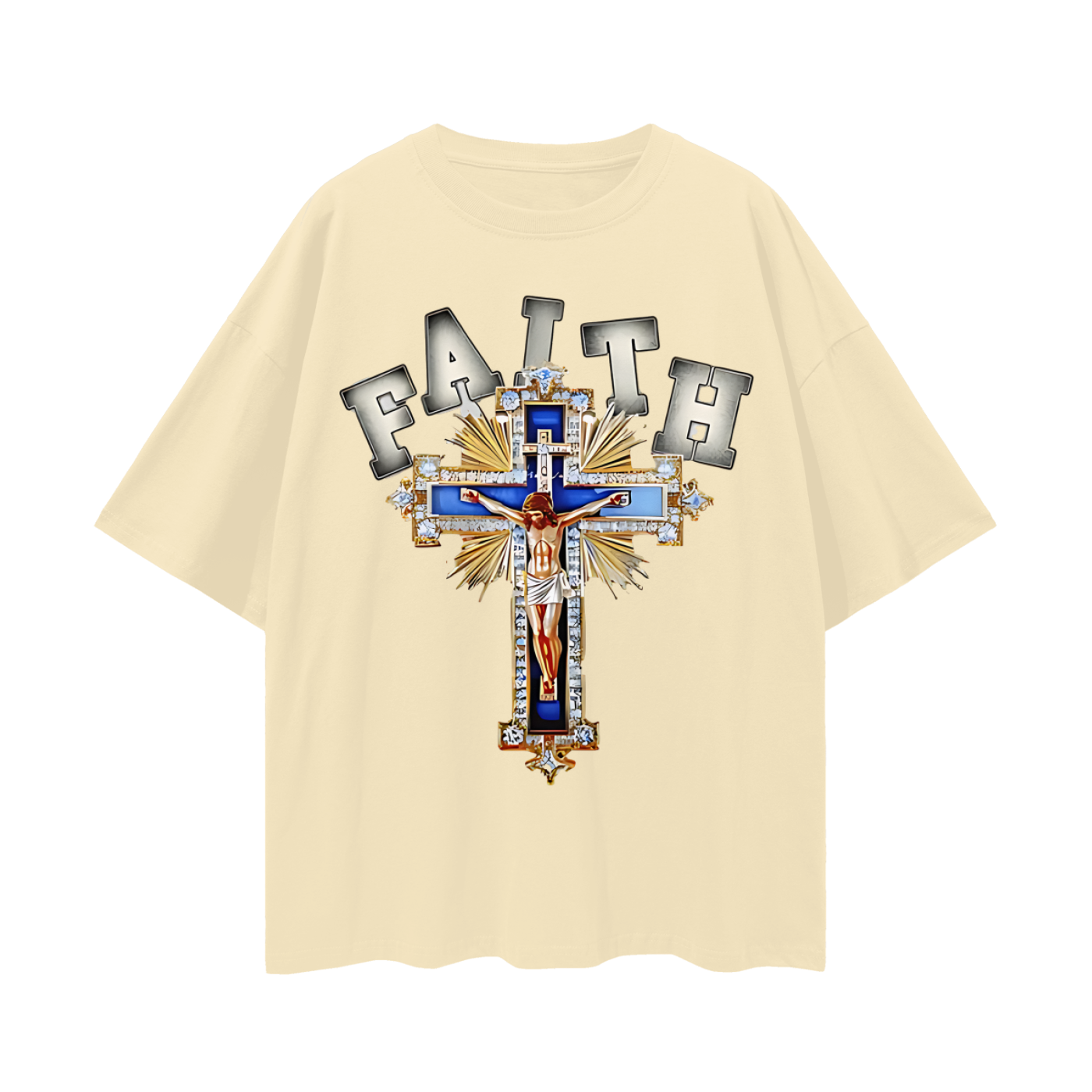 Religious Jesus Faith Cross Y2K Vintage Like Graphic Oversized T Shirt