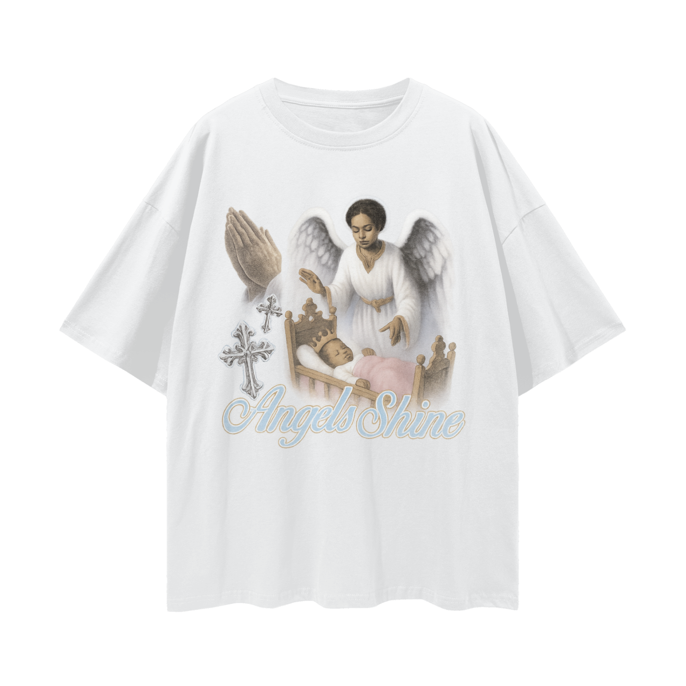 Religious Vintage/Y2K Angels Shine Oversized T Shirt