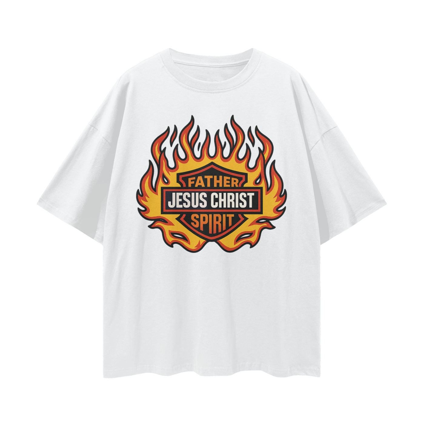 Religious Jesus Harley Davidson Y2K Vintage Like Graphic Oversized T Shirt