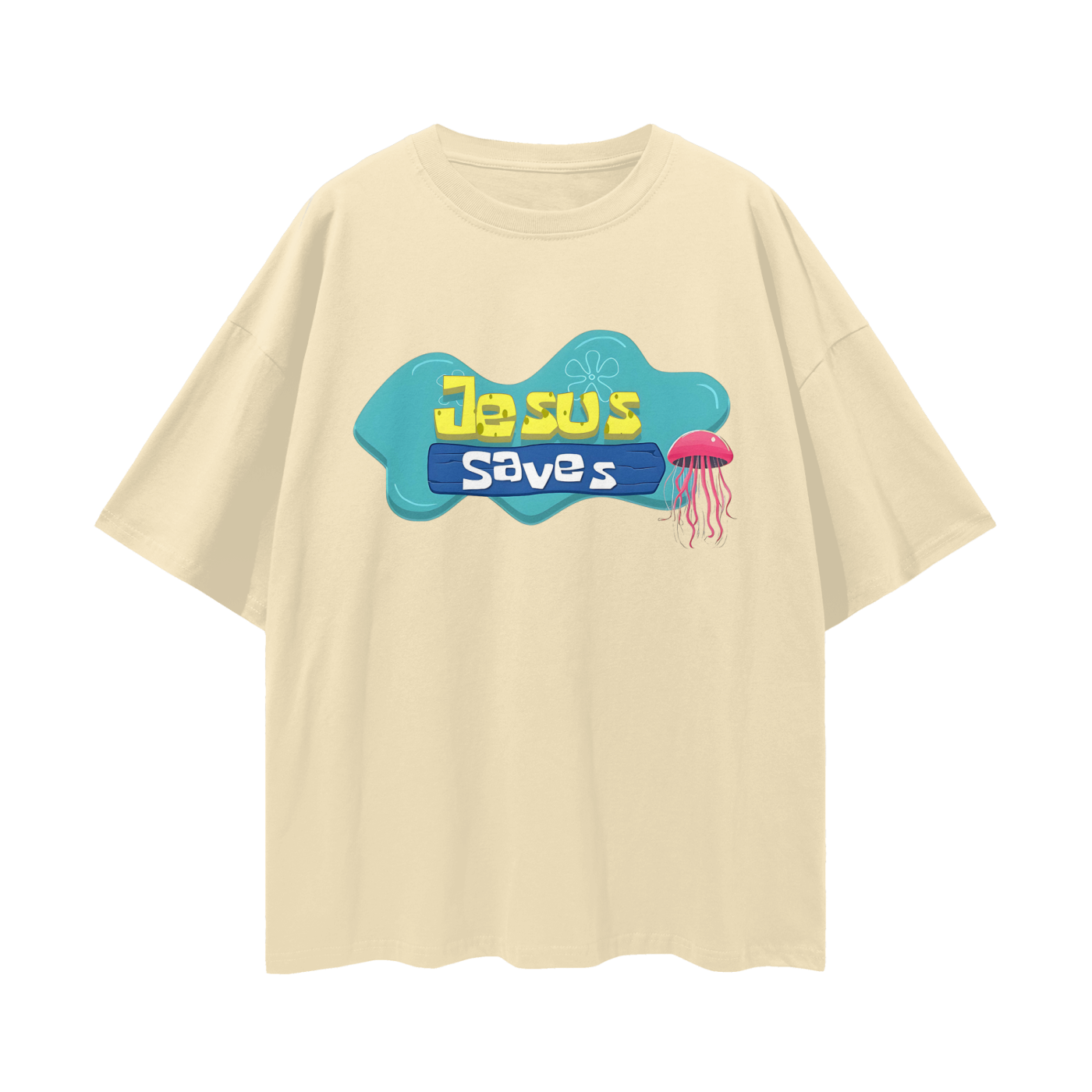 Religious Jesus Saves Spongebob Graphic Oversized T Shirt