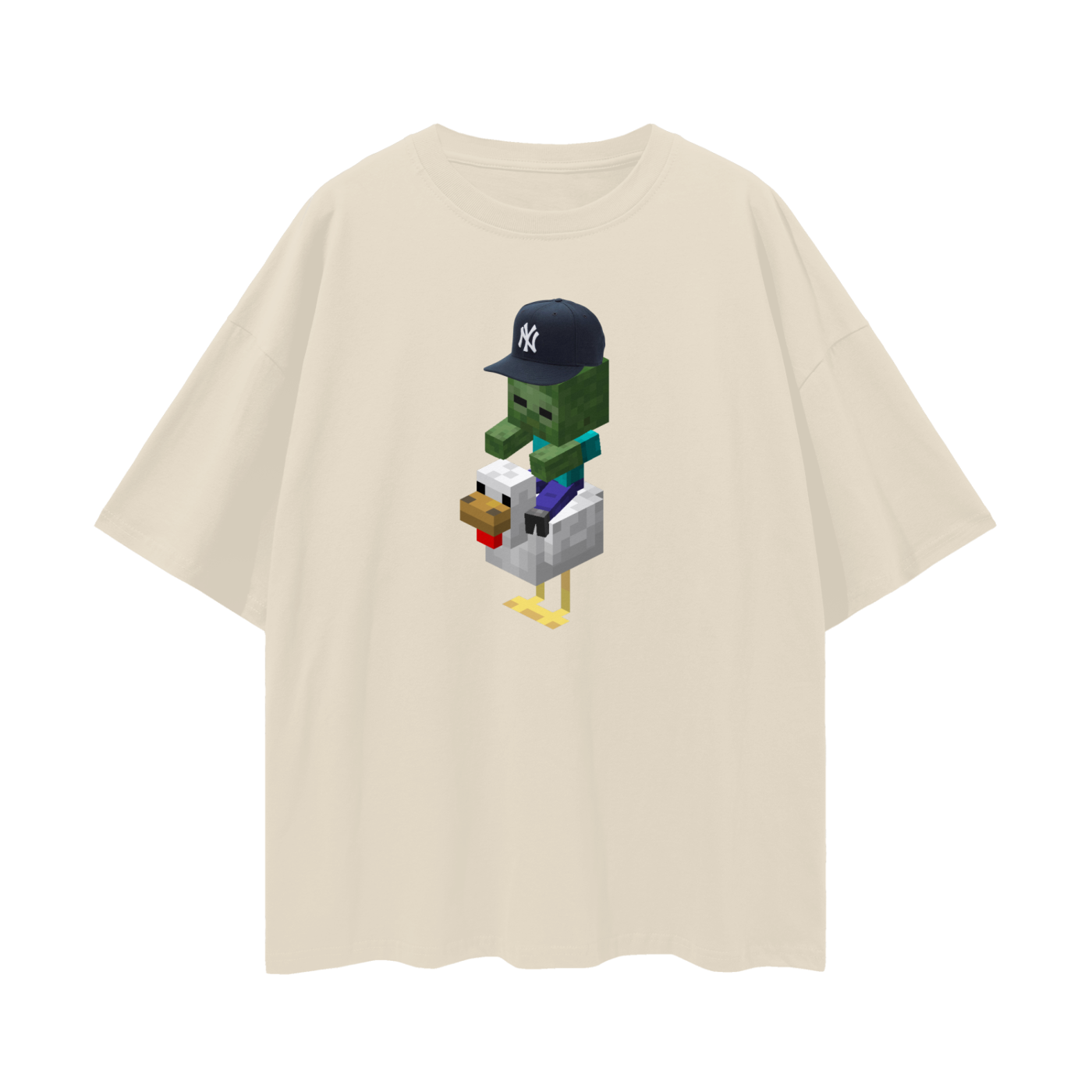 Baby Zombie With NY Fitted Riding A Chicken T Shirt