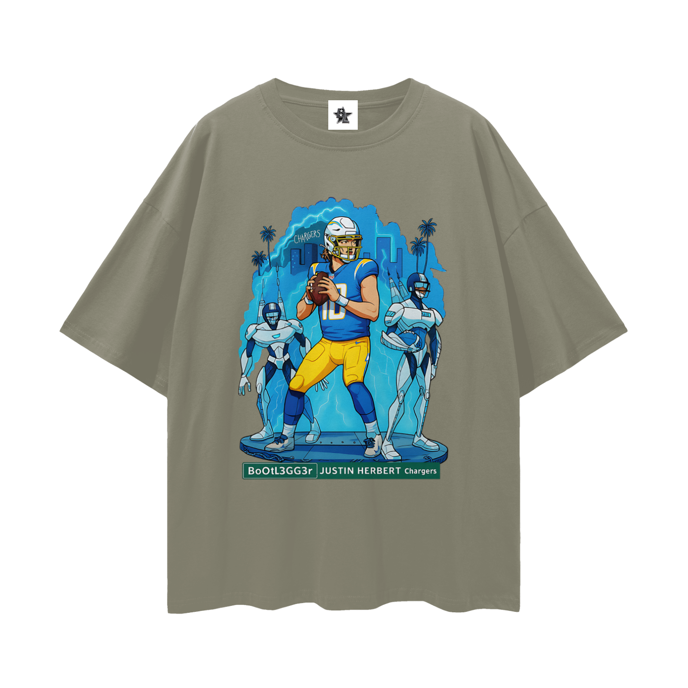 Vintage/Y2K Chargers Justin Herbert Downtown Bootlegger Oversized T Shirt