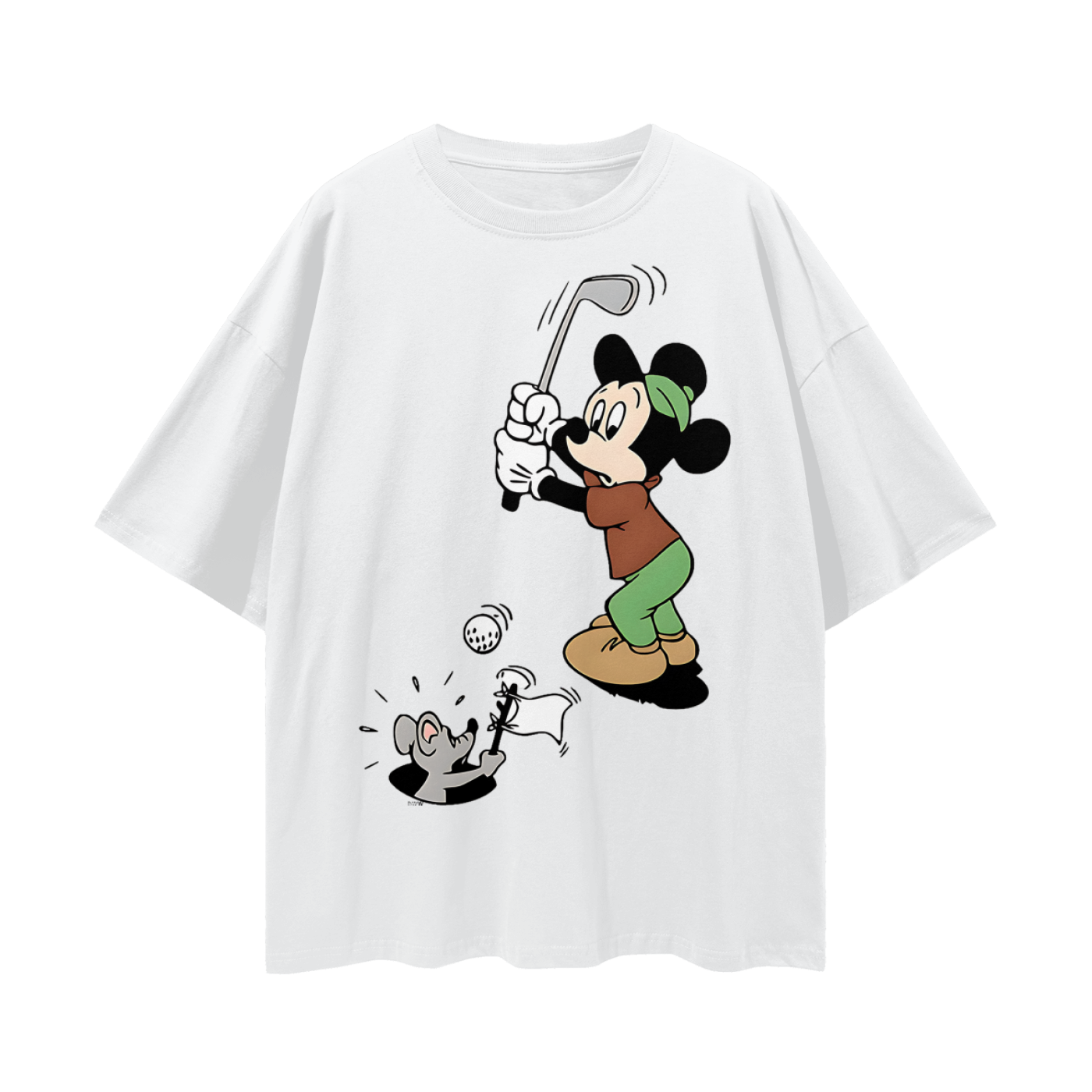 Mickey Mouse Golfing Vintage Like Graphic Oversized T Shirt