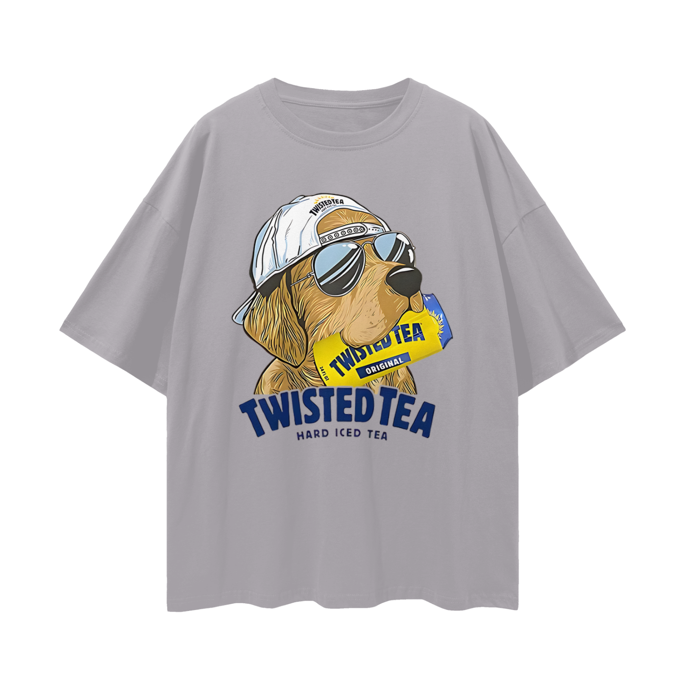 Golden Retriever Funny Twisted Teas Drink Graphic Oversized T Shirt