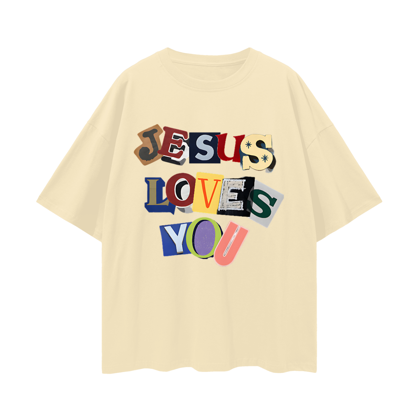 Religious Jesus Loves You Graphic Oversized T Shirt