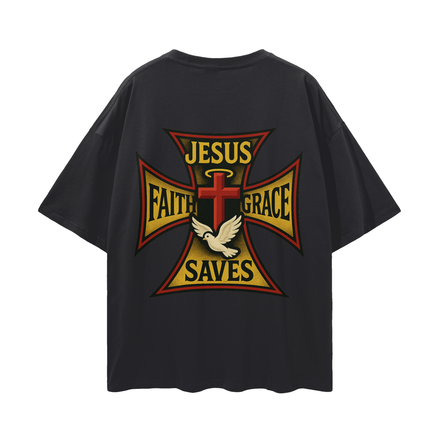 Religious Jesus Saves West Coast Choppers Like Graphic Oversized T Shirt