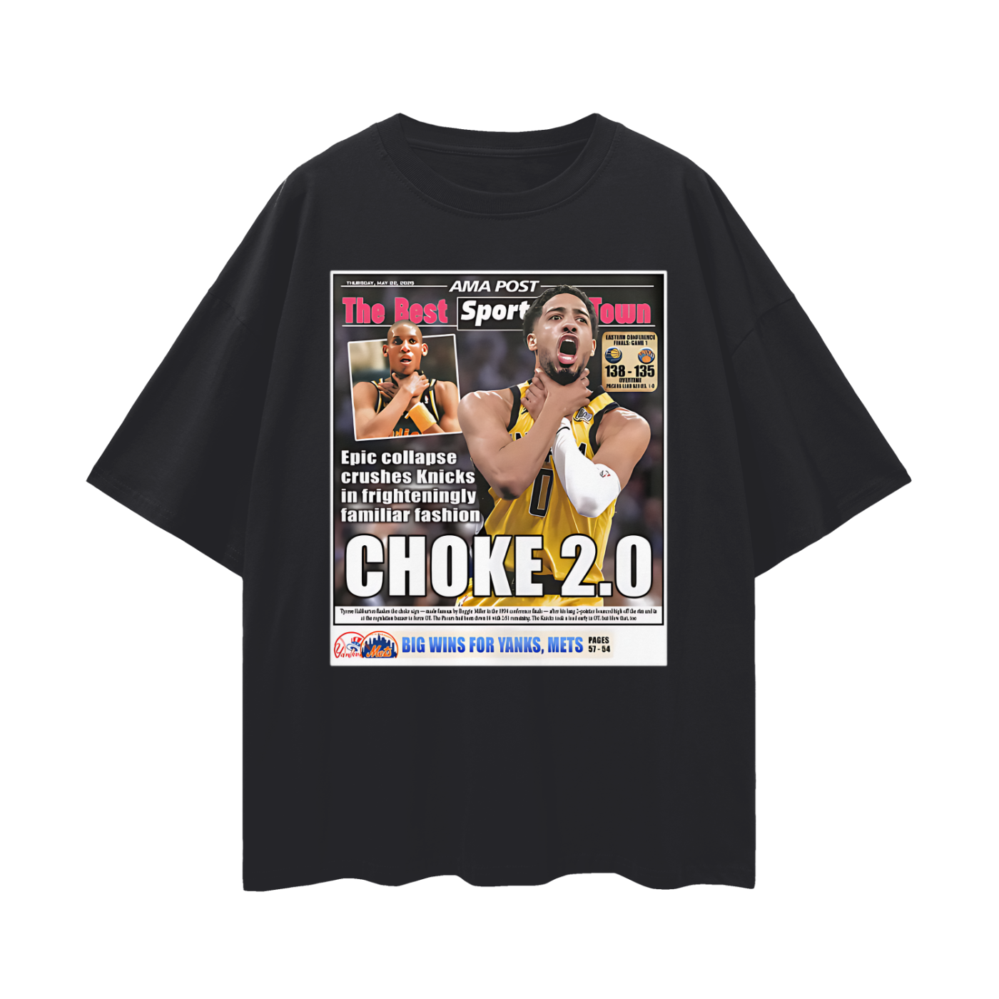 Tyrese Haliburton News Paper 90s Y2K Vintage Like Graphic Oversized T Shirt