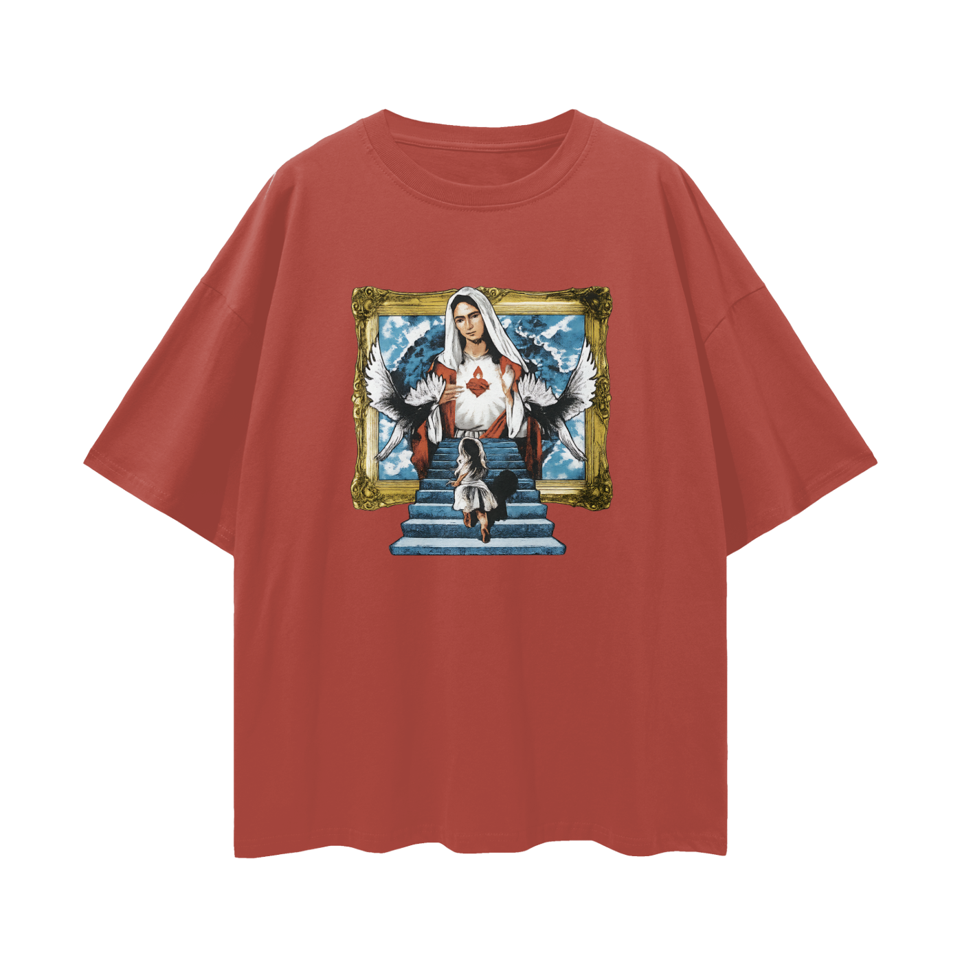 Religious Jesus Stairway To Heaven Graphic Oversized T Shirt