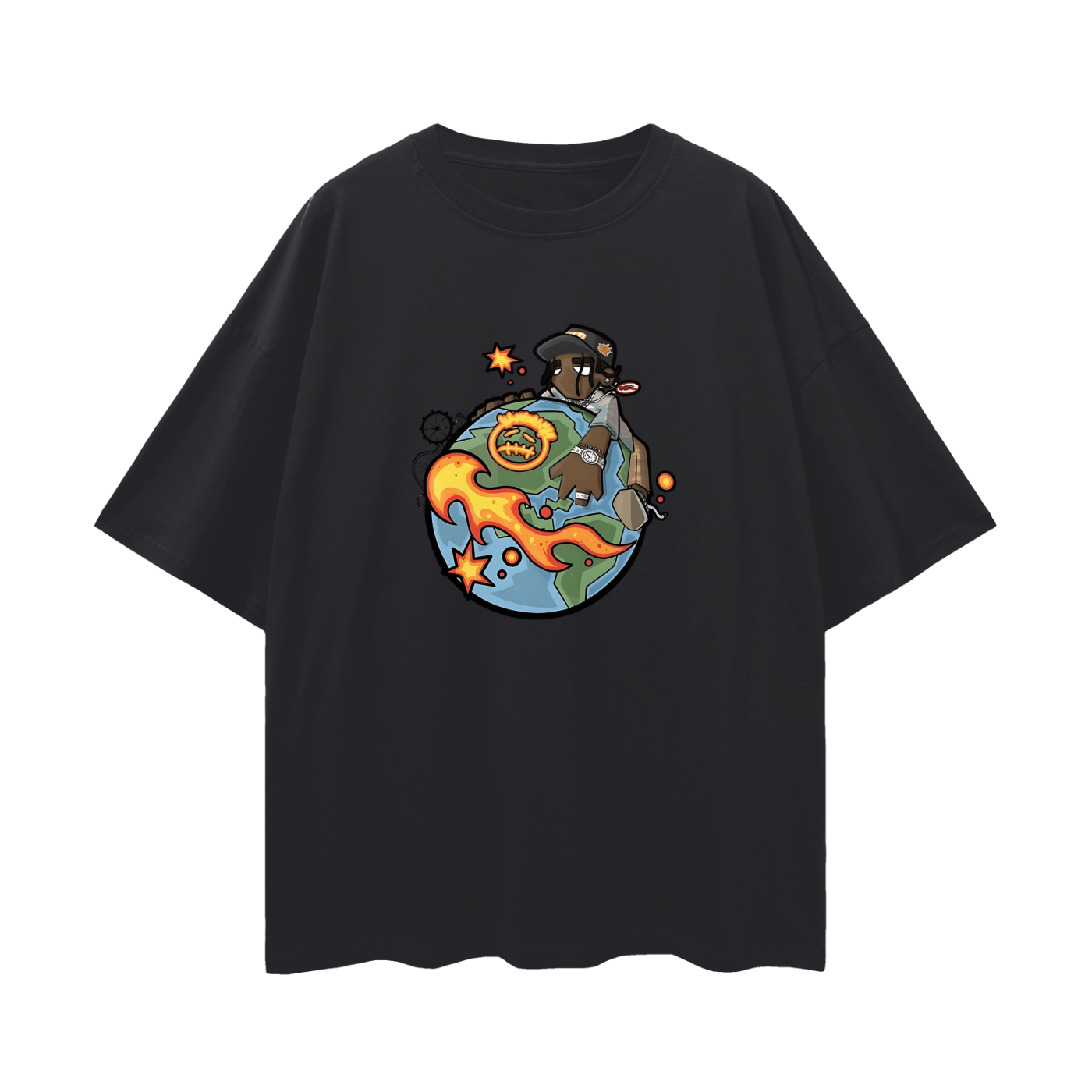 Travis Scott Cartoon World Like Graphic Oversized T Shirt