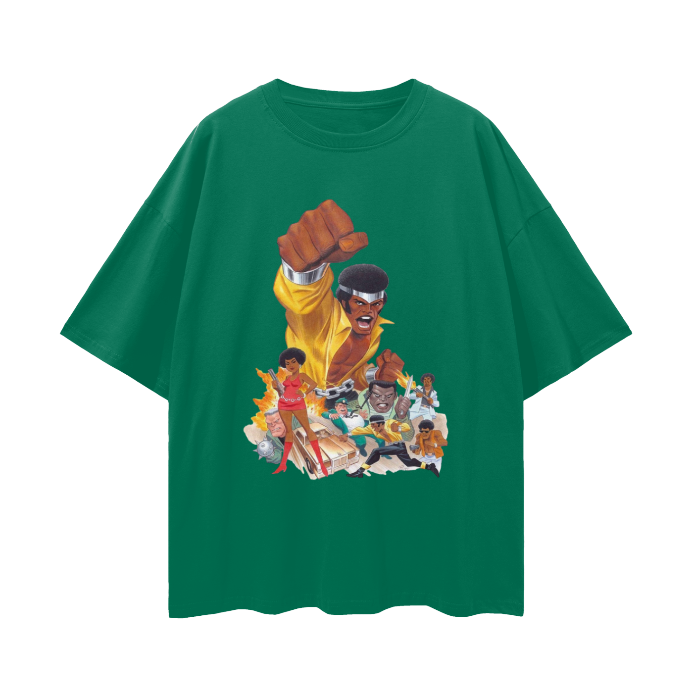 Bruce Timm’s Power Man 90s Vintage Like Graphic Oversized T Shirt