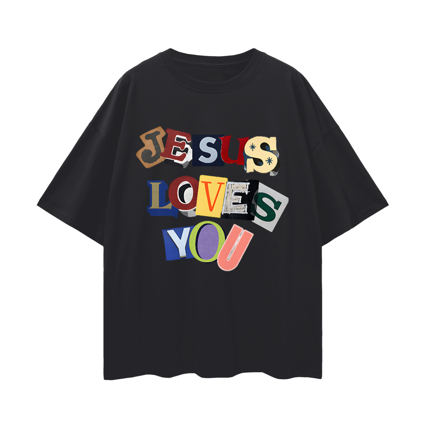 Religious Jesus Loves You Graphic Oversized T Shirt