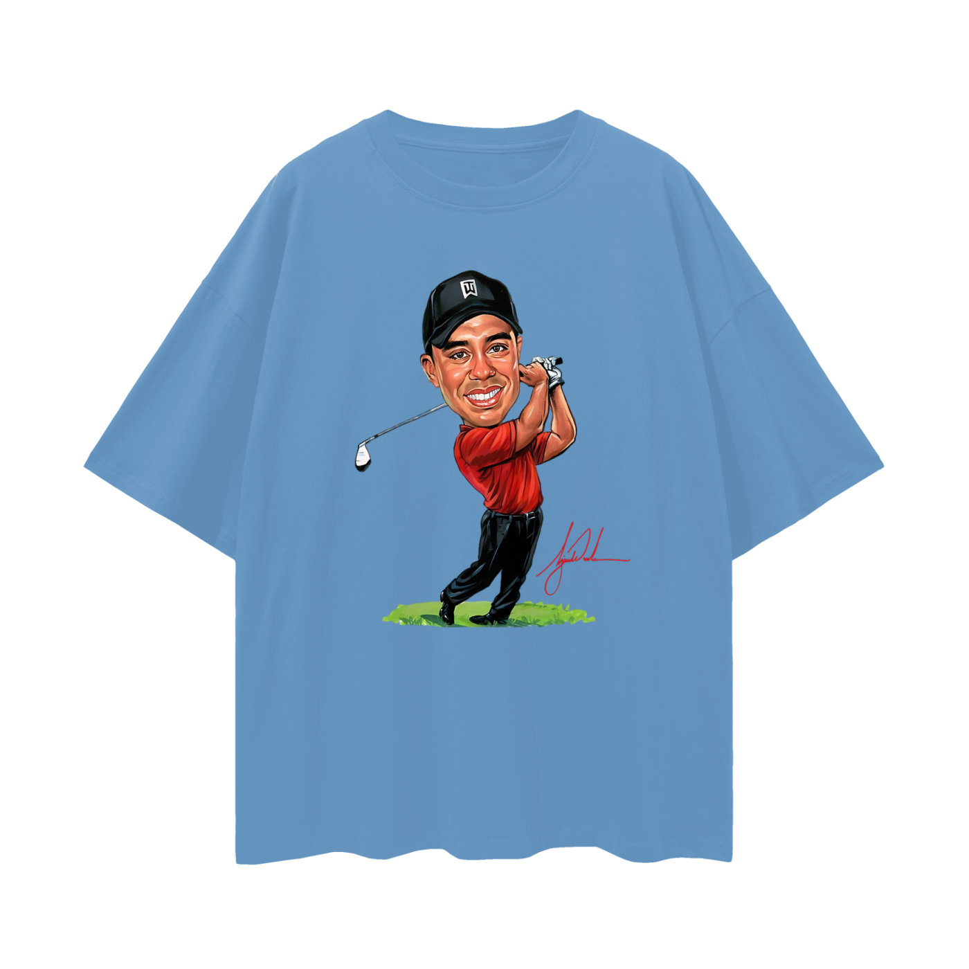 Vintage Like Tiger Wood Cartoon Graphic Oversized T Shirt