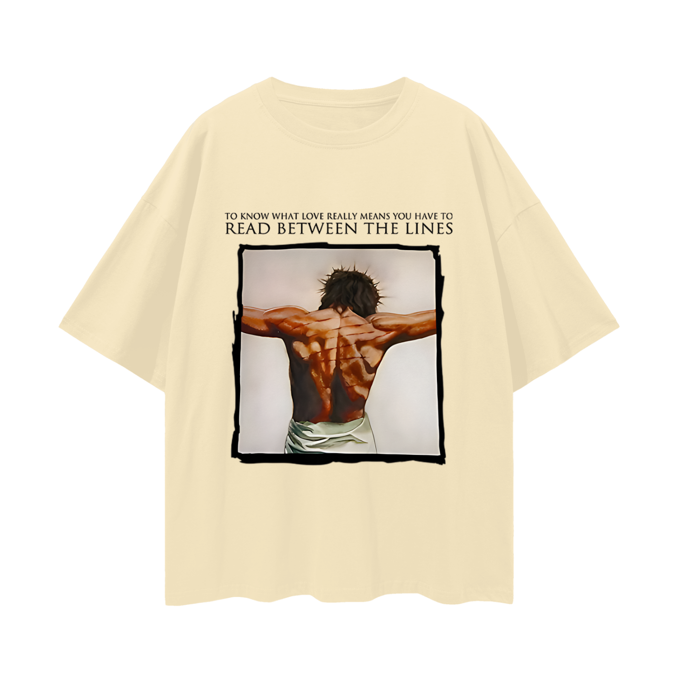 Religious Jesus Read Between The Lines Graphic Oversized T Shirt