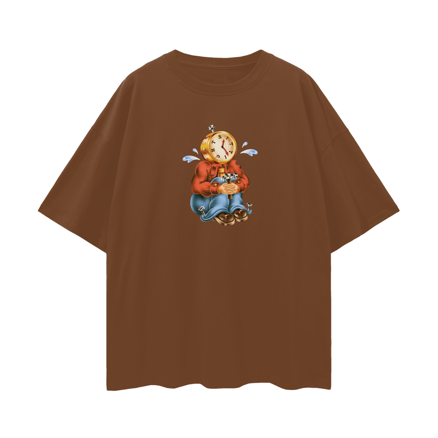 Sitting Clock Man Like 90s Y2K Vintage Like Graphic Oversized T Shirt