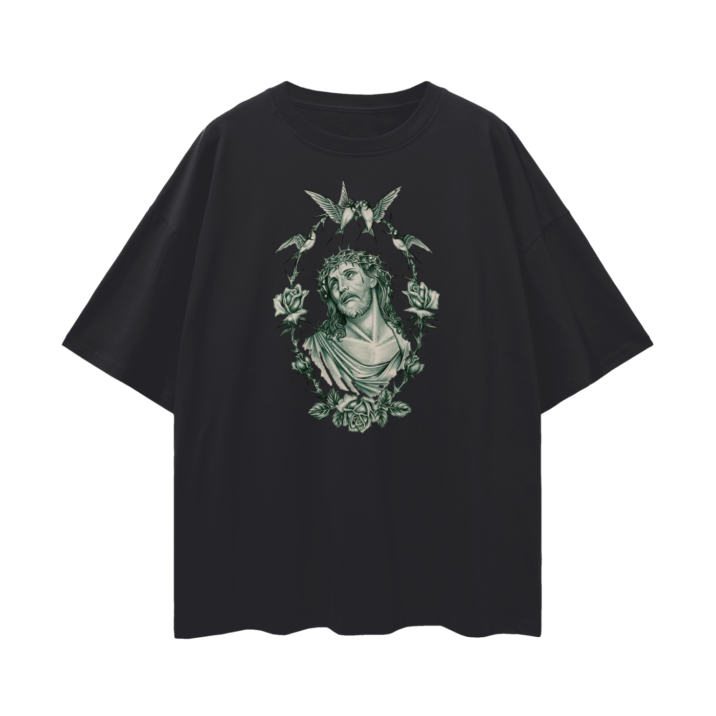 Vintage Like Jesus Roses Graphic Oversized T Shirt