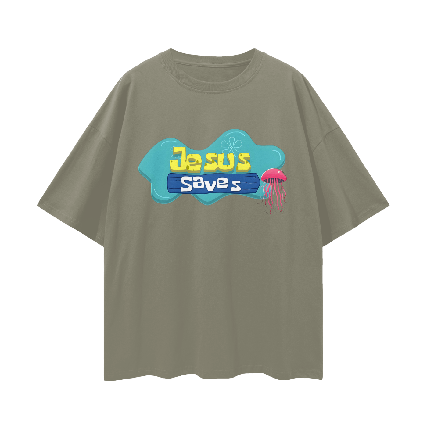 Religious Jesus Saves Spongebob Graphic Oversized T Shirt