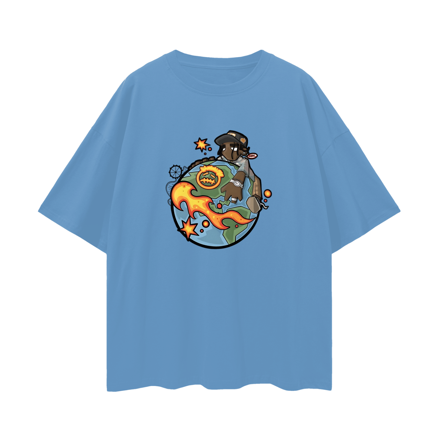 Travis Scott Cartoon World Like Graphic Oversized T Shirt