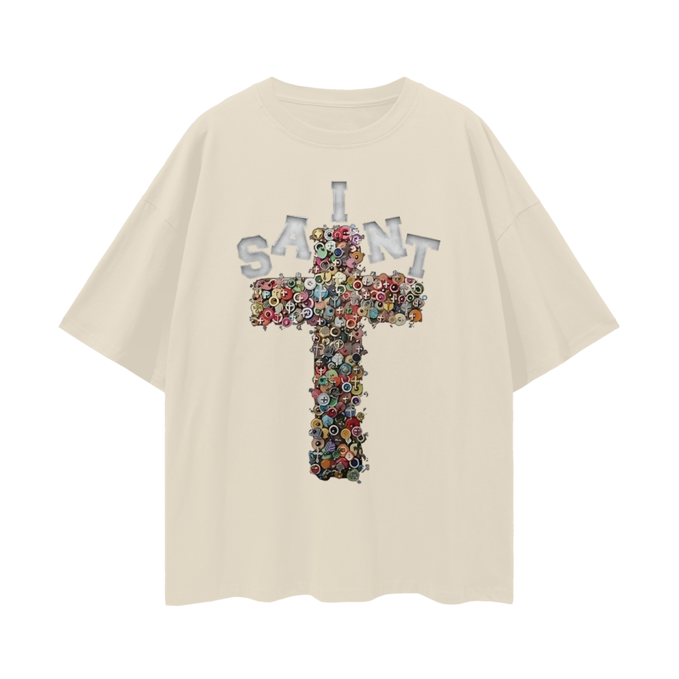 Vintage Like Saint Cross Oversized T Shirt