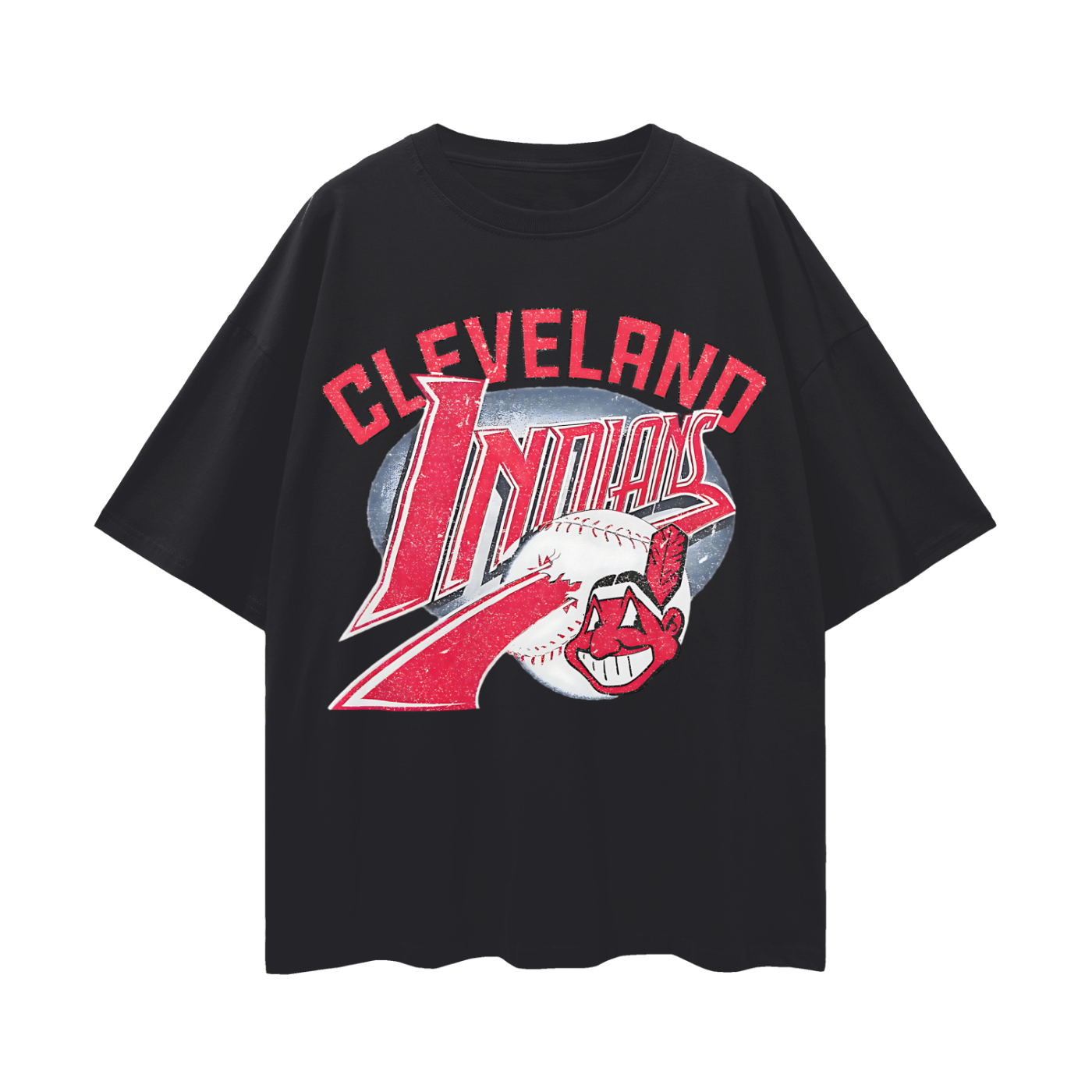 Vintage Like Cleveland Indians Baseball Graphic Oversized T Shirt