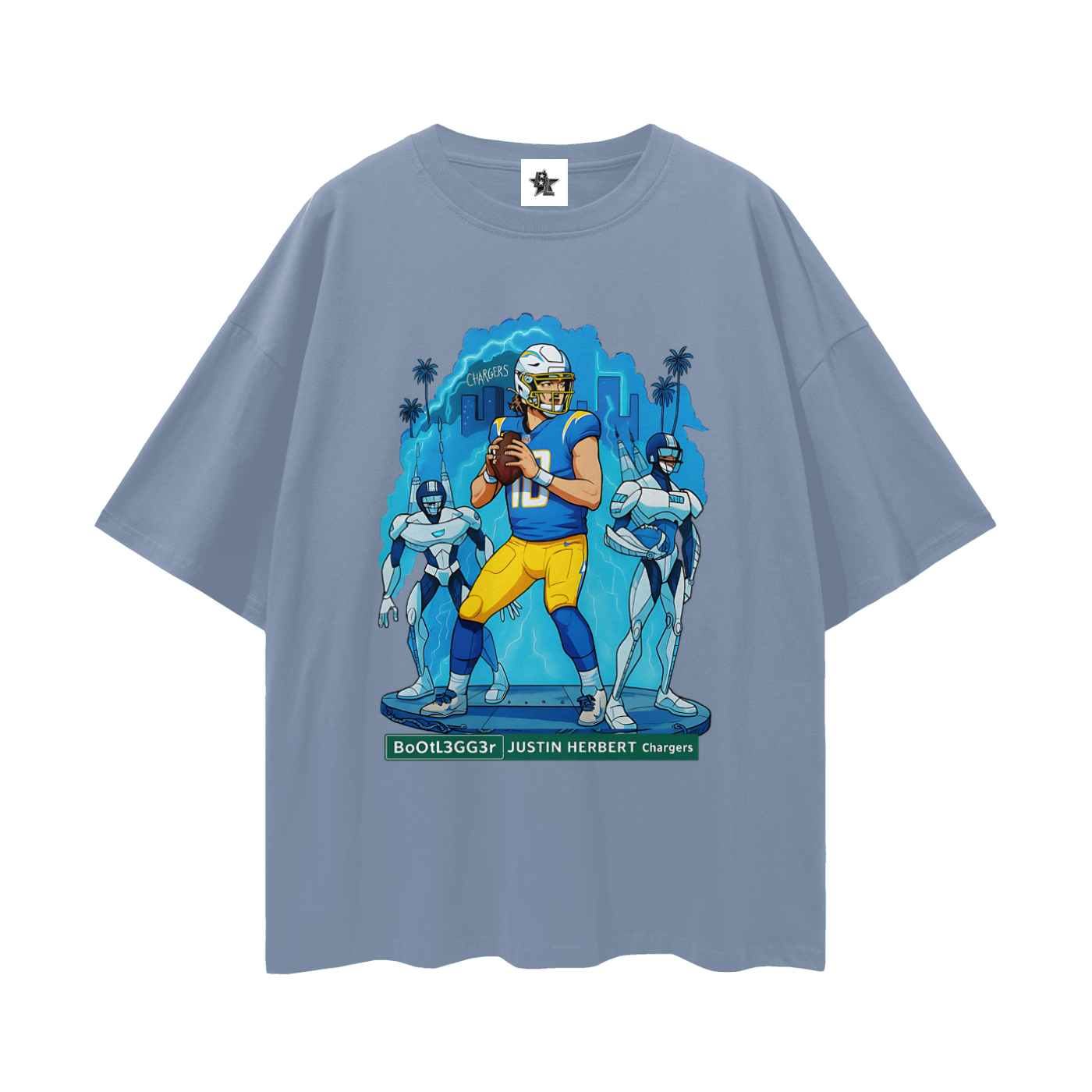 Vintage/Y2K Chargers Justin Herbert Downtown Bootlegger Oversized T Shirt