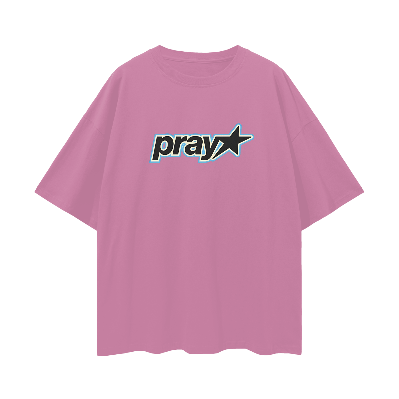 Religious Pray With Star Graphic Oversized T Shirt