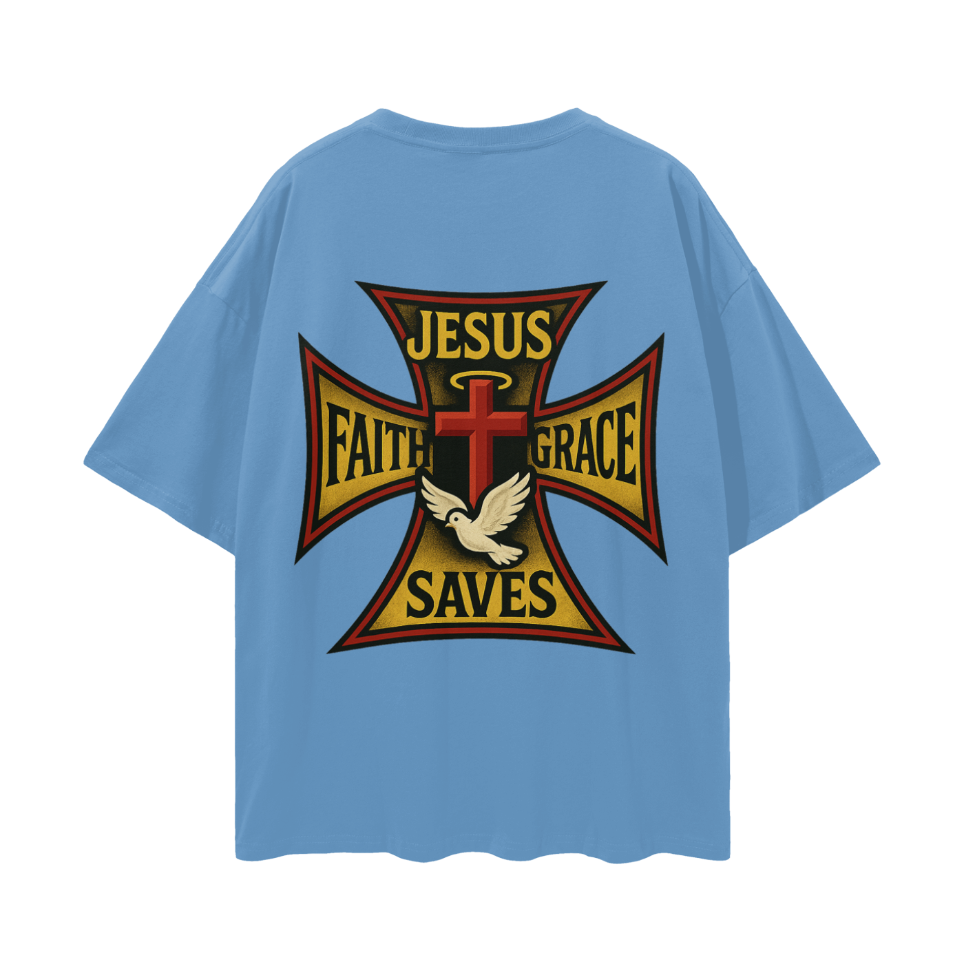 Religious Jesus Saves West Coast Choppers Like Graphic Oversized T Shirt