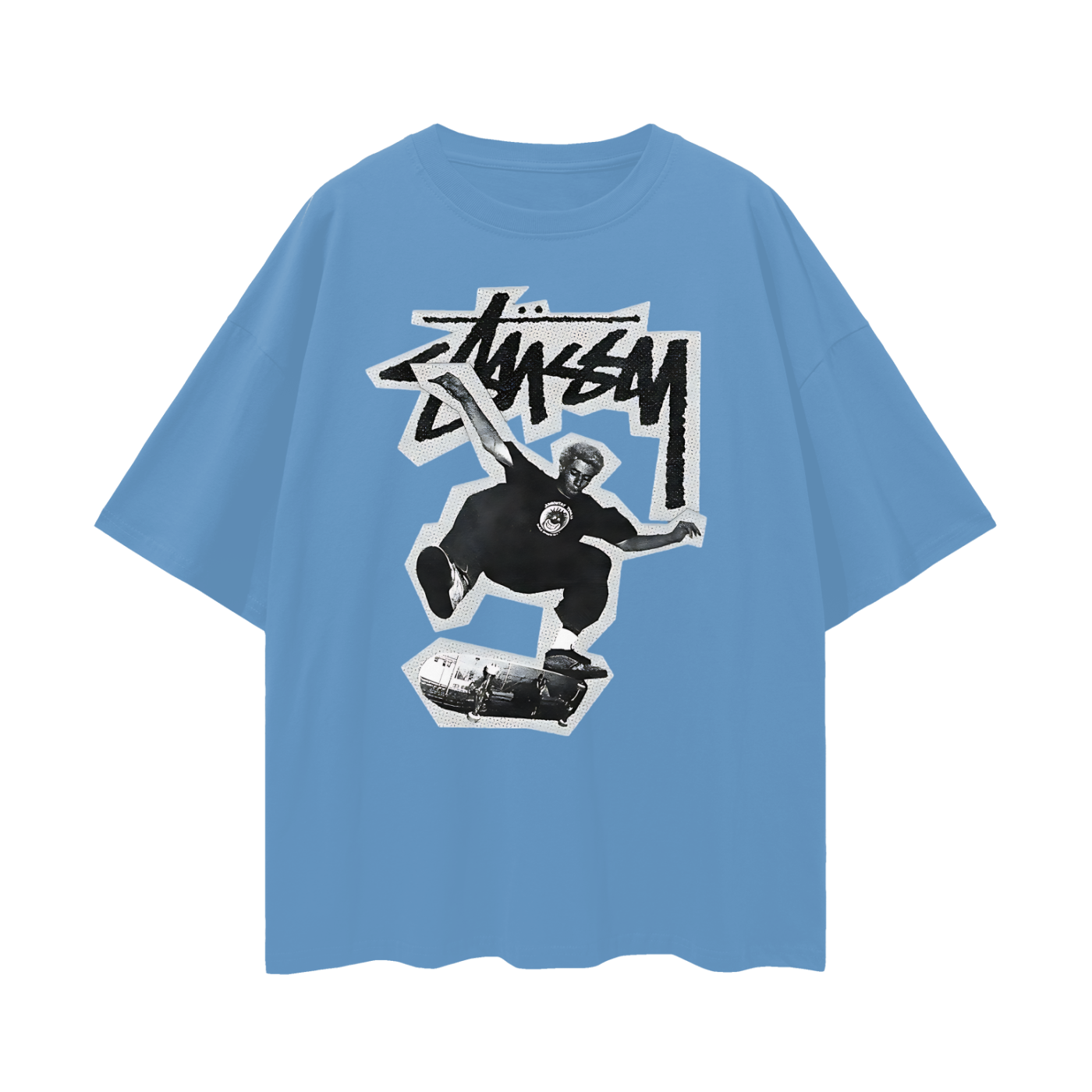 Vintage Like Stussy Skating Outlined Oversized T Shirt