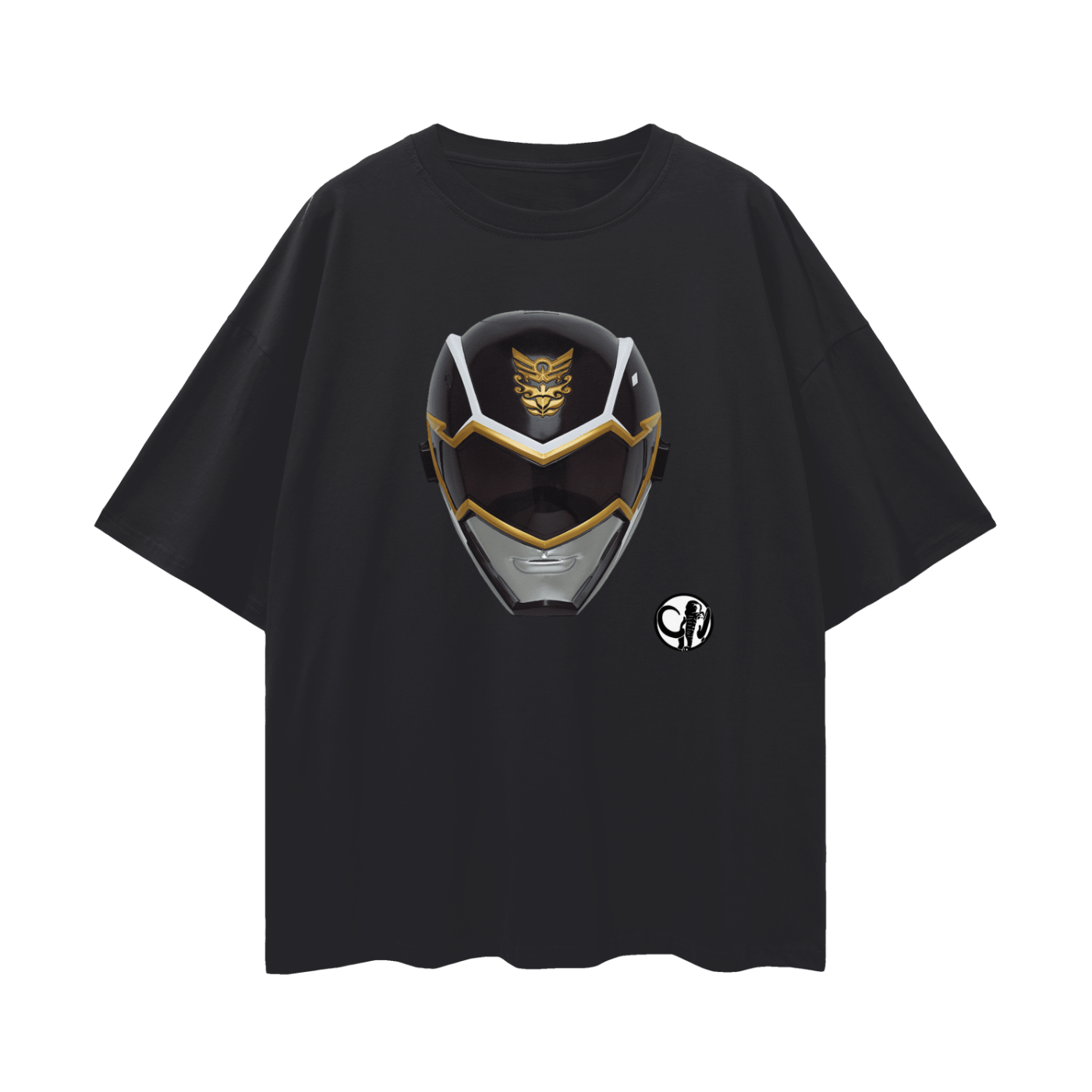 Vintage Like Black Power Ranger Mask Oversized T Shirt