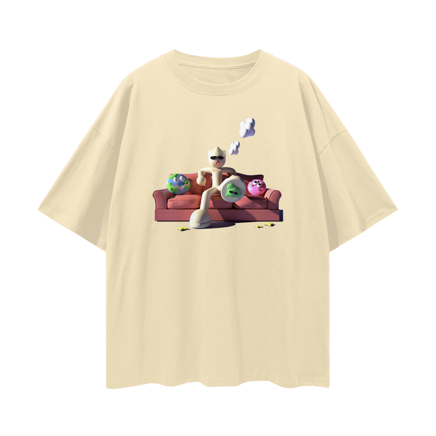 Clay Man On Couch Graphic Oversized T Shirt