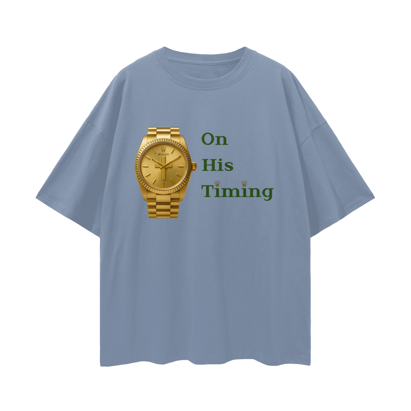 Religious Jesus On His Timing Rolex Like Graphic Oversized T Shirt