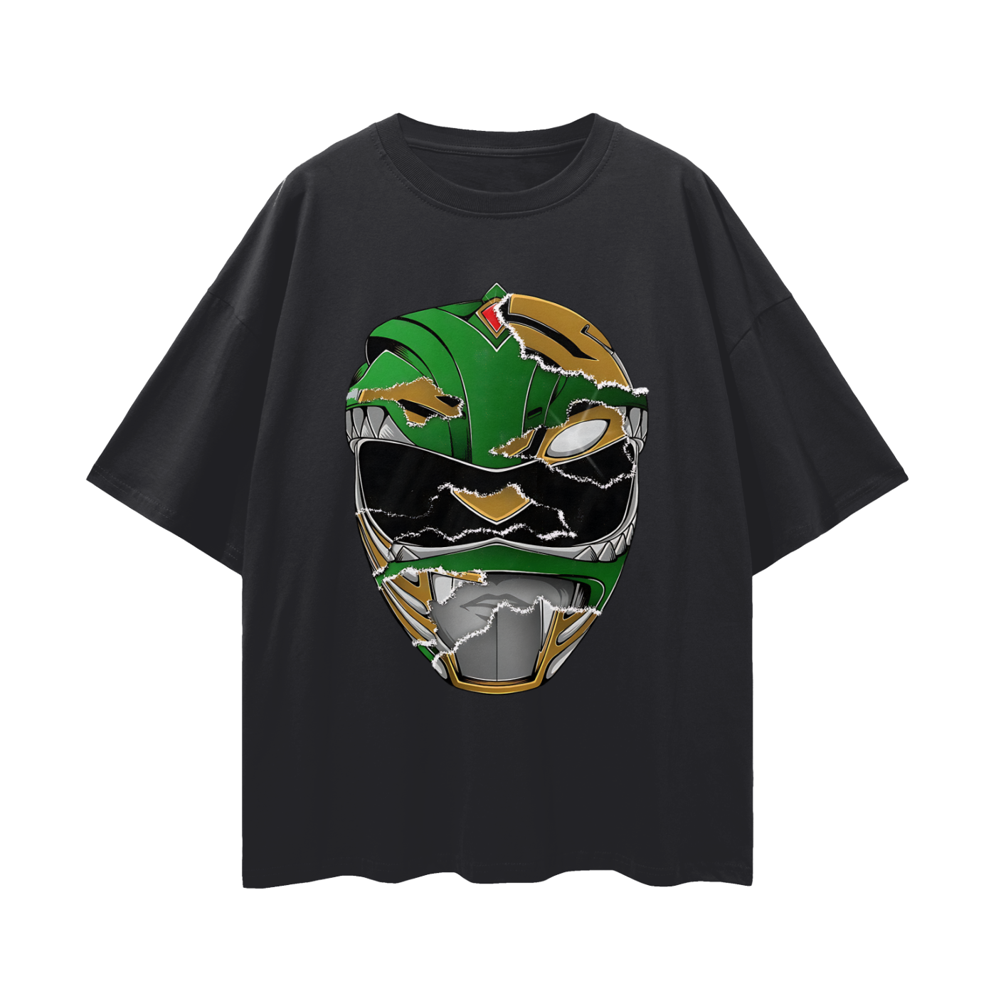 Vintage/Y2K Green Power Ranger Mask Oversized T Shirt