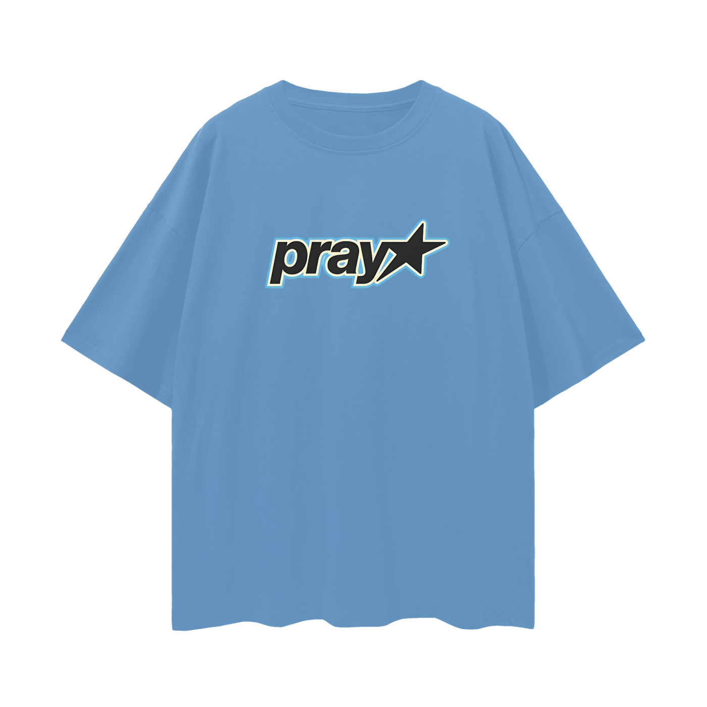 Religious Pray With Star Graphic Oversized T Shirt