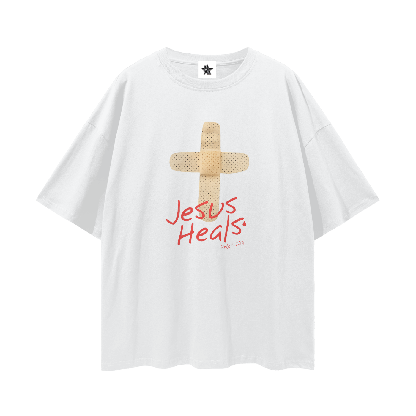 Religous Vintage/Y2K Jesus Heals Band Aid Oversized T Shirt