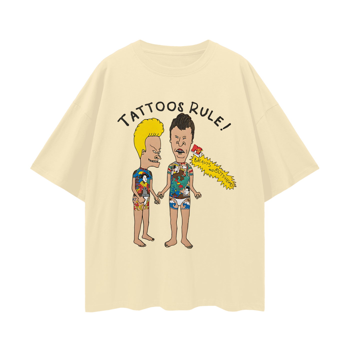 Beavis & Butthead Tattoos Rule 90s Vintage Like Graphic Oversized T Shirt