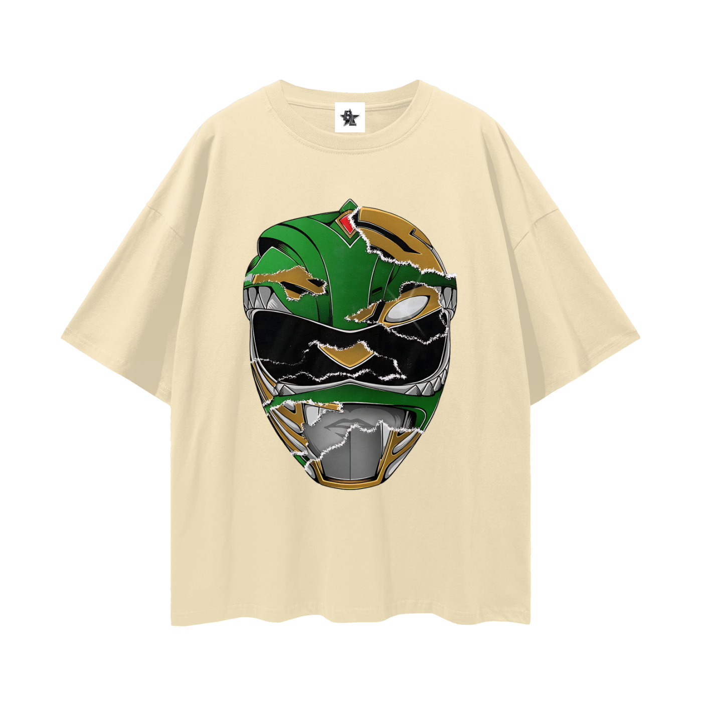 Vintage/Y2K Green Power Ranger Mask Oversized T Shirt